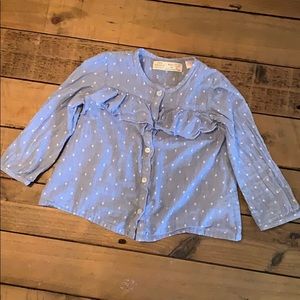 BABY ZARA Blue Polka Dot Button Down Blouse